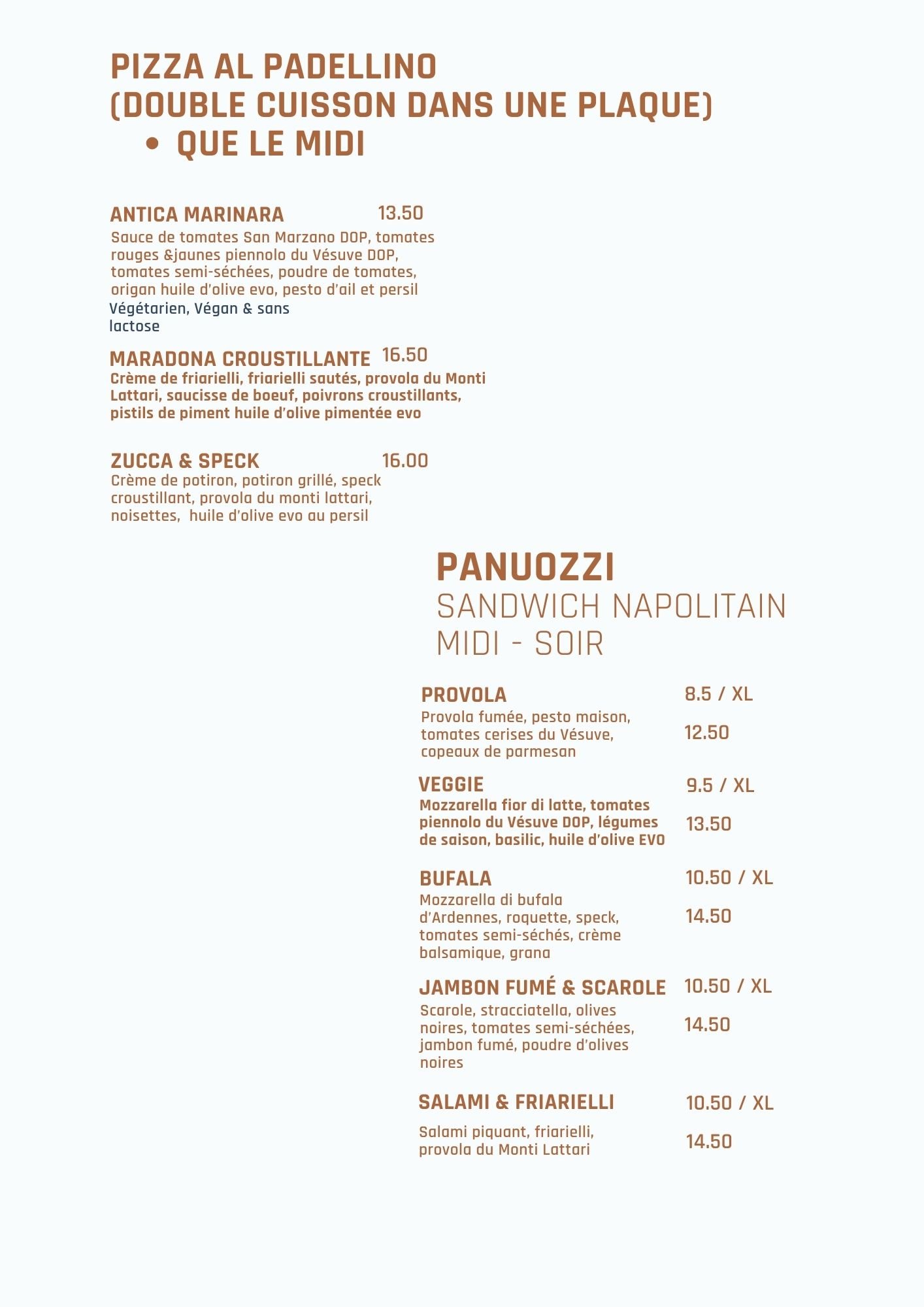 Menu - Biga pizzeria
