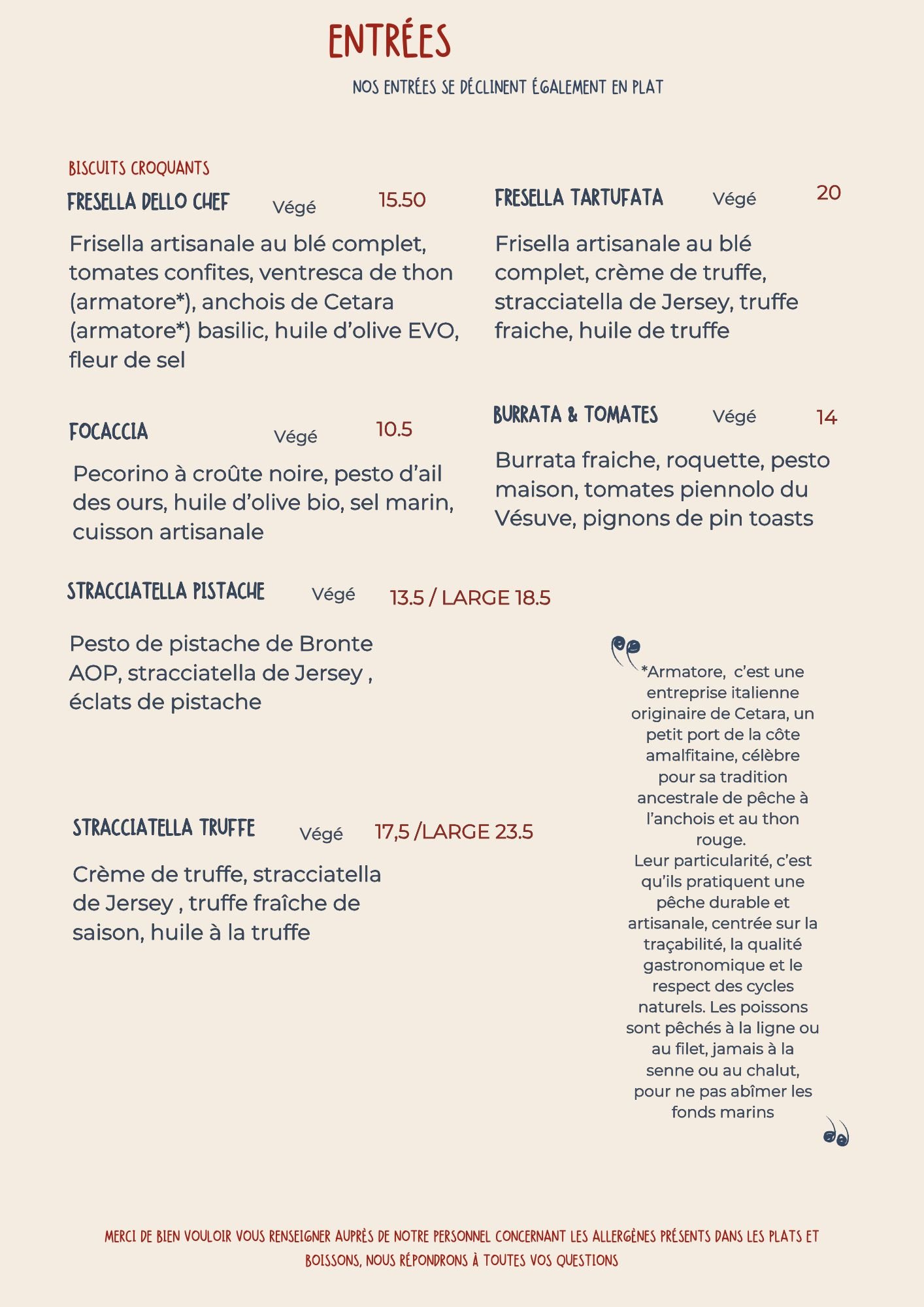 Menu - Biga pizzeria